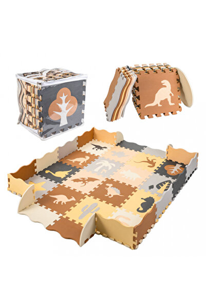 Ikonka Foam puzzle mat for children Dinosaurs, with 36 pieces, size 143 x 143 cm