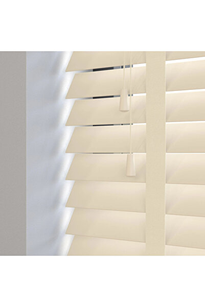 ROVA Kurdelalı %100 Ahşap Jaluzi Perde Krem,Ekru Renk