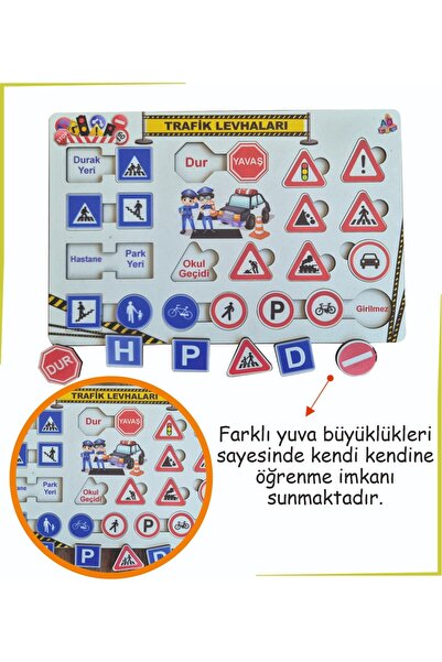 Ankebut Ahşap Trafik Levha ve İşaretleri Açıklamalı Bultak Yapboz