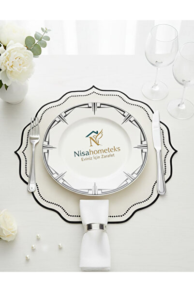 Nisahometeks 6 قطع من الكتان للخدمة الأمريكية - طبق من الكتان