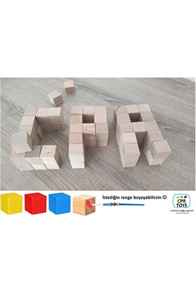 Comprox Wooden Cube Blocks 2X2 Cm Square - 100 Pieces - Natural Wooden Cube