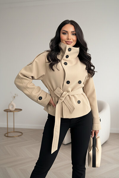 ALFUDO Moda Collection BSK DİK YAKA KISA TRENÇKOT CEKET