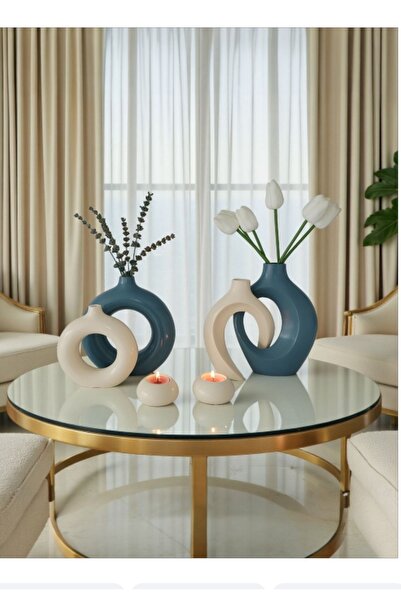 The Motellas Σετ Κηροπήγιο Μοντέρνο Διακοσμητικό Βάζο Σχεδιασμού Πλατινένιο Μεγάλου Μεγέθους | Διακόσμηση σαλονιού, γραφείου, σπιτιού