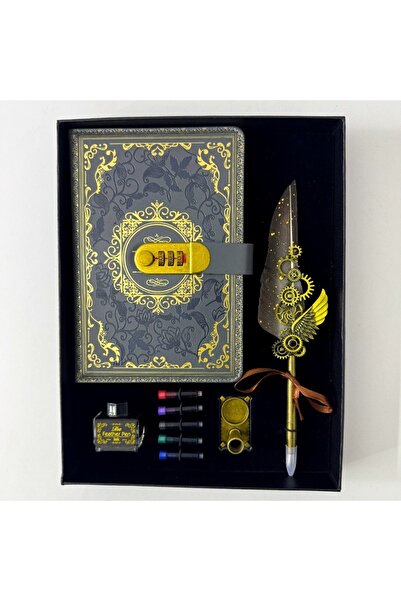 velve Set Vintage Secret,agenda/jurnal inchidere cifru,stilou cu pana,suport,...