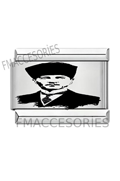 Feride italyan bileklik charmı çelik 9 mm 1 cm lazer baskı charm fmaccesories