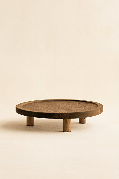 KaiHome Ahşap Koyu Renk Yuvarlak Ayaklı Yükseltici/Sunumluk/Düzenleyici