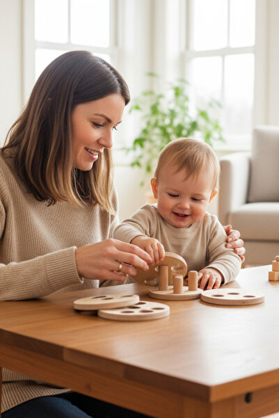 MONTETOYS لغز خشبي تعليمي على شكل أسطوانة عمودية