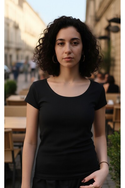 moda felinya المرأة قصيرة الأكمام قارب الرقبة الجسم الأسود