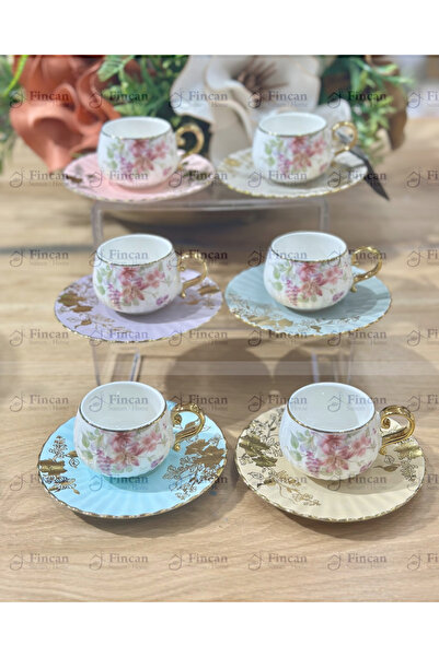 ACAR Dovy 6 lı fincan kahve takımı -renkli