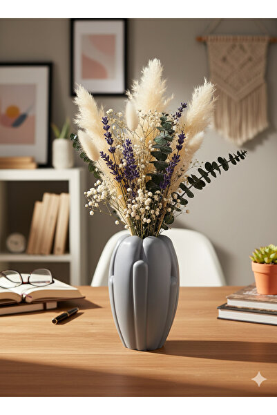 TACTIC Modern Shaped Decorative Stone Vase 16 cm – Suitable for Living Room, Office, and Tabletop Use