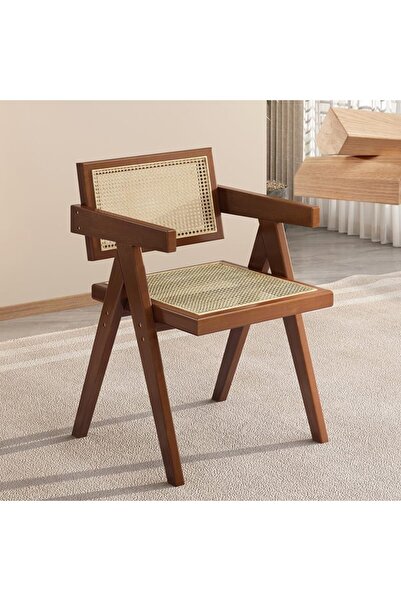 Generic Antique chair with a rattan seat and back, made of wood