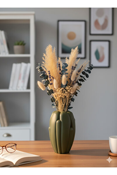 TACTIC Modern Shaped Decorative Stone Vase 16 cm – Suitable for Living Room, Office, and Tabletop Use