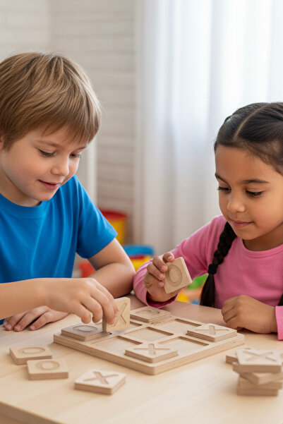 MONTETOYS Wooden Xox Tic Tac Toe Game