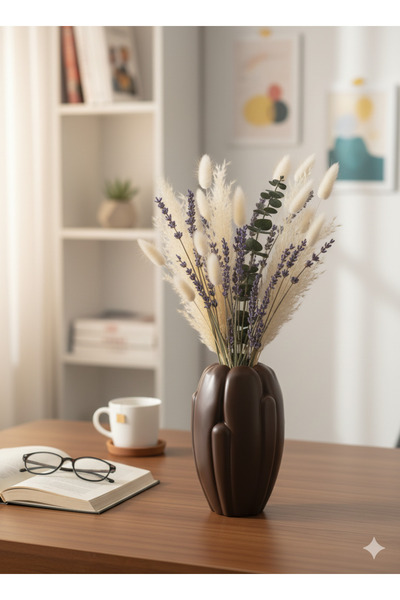 TACTIC Modern Shaped Decorative Stone Vase 16 cm – Suitable for Living Room, Office, and Tabletop Use