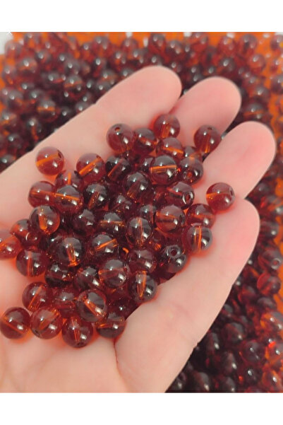 Mutlu Bujiteri Hobi Aksesuar خرز زجاجي بلون العسل مقاس 8 ملم (50)