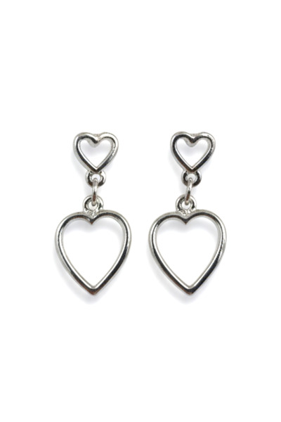 La Clarte Women's Silver Color Double Heart Model Earrings – Elegant and Meaningful Touch