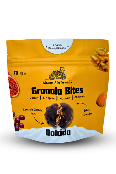 Dolc'ida Glütensiz Vegan Granola Bar (ŞEKERSİZ-ÇİKOLATA KAPLI)
