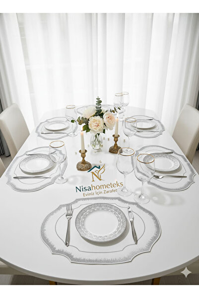 Nisahometeks 6 Τεμάχια Glitter Κεντημένα Λευκά είδη American Service - Λευκά είδη