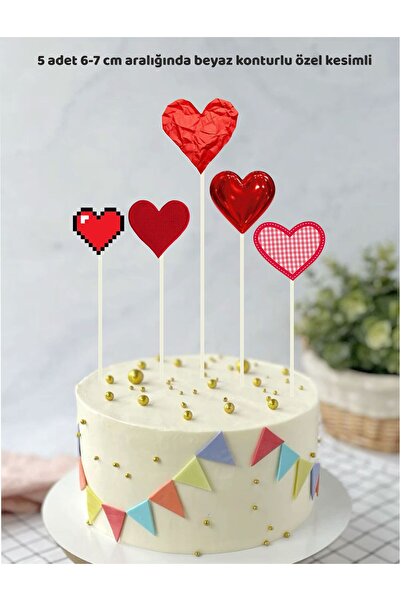 Sinek Kupası Tasarım Heart Themed Birthday Cake Topper