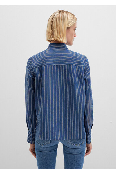 Mavi Tencel TM Liyosel Karışımlı Çizgili Gömlek Regular Fit / Normal Kesim 1211374-91372