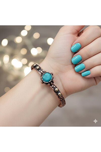 Bakır Center Copper Bracelet Copper Bracelet Copper Bracelet with Natural Sto...