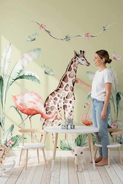 Kt Grup مجموعة ملصقات الحائط Safari World Natural Life Flamingo Safari