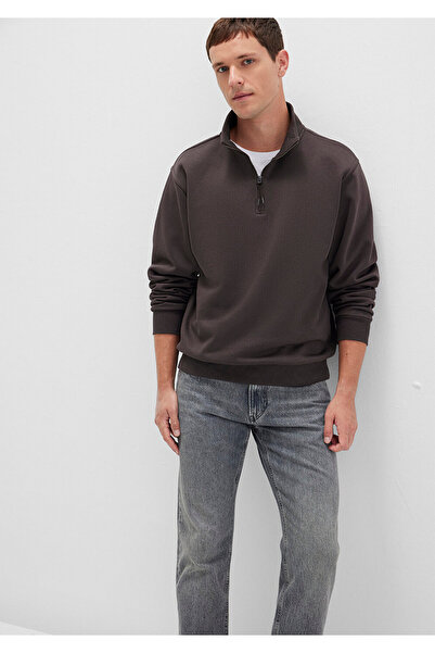 Mavi Yarı Fermuarlı Kahverengi Basic Sweatshirt 0S10278-70219