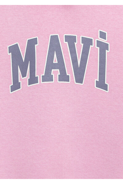 Mavi Logo Baskılı Kapüşonlu Pembe Sweatshirt 7610035-70973