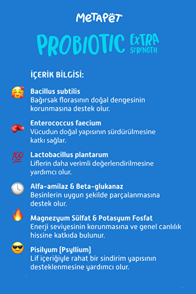 Metapet Kediler için Probiyotik Damla, Güçlü Sıvı Enzim Form, Suyuna veya Mamasına