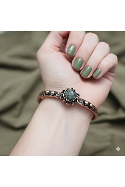 Bakır Center Copper Bracelet Copper Bracelet Copper Bracelet with Natural Sto...