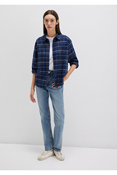 Mavi Kareli Lacivert Gömlek Loose Fit / Bol Rahat Kesim 1211202-83150