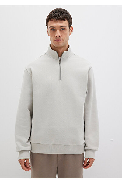Mavi Yarı Fermuarlı Gri Basic Sweatshirt 0S10419-70074
