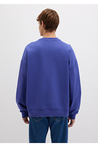 Mavi Silikon Logo Baskılı Mor Bisiklet Yaka Sweatshirt 0S10415-70695