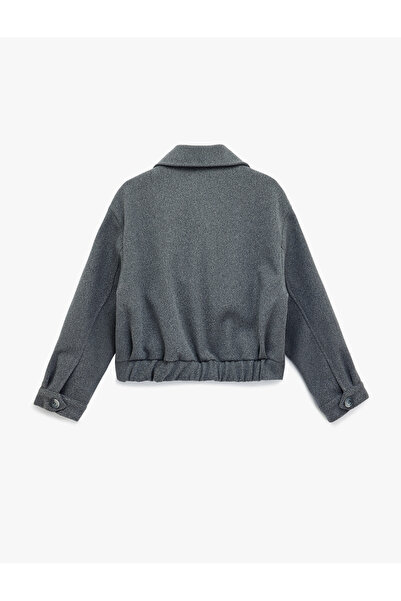 Koton Buttoned Pocket Long Sleeve Double-Breasted Short Cashmere Jacket