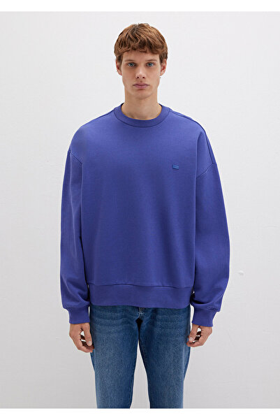 Mavi Silikon Logo Baskılı Mor Bisiklet Yaka Sweatshirt 0S10415-70695