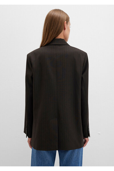 Mavi Kahverengi Çizgili Kruvaze Blazer 1110772-85431