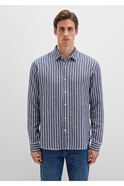 Mavi Çizgili Lacivert Gömlek Slim Fit / Dar Kesim 0211698-90917
