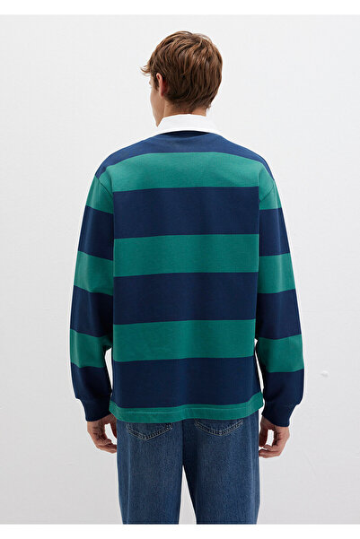 Mavi Logo Çizgili Lacivert Sweatshirt 0S10371-70497