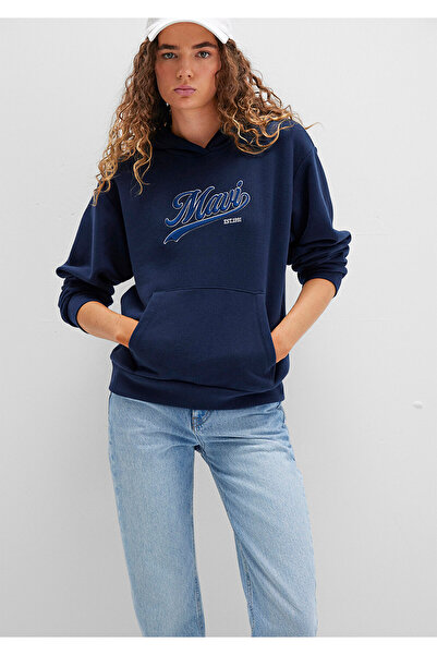 Mavi Logo Baskılı Kapüşonlu Lacivert Sweatshirt 1S10420-82318
