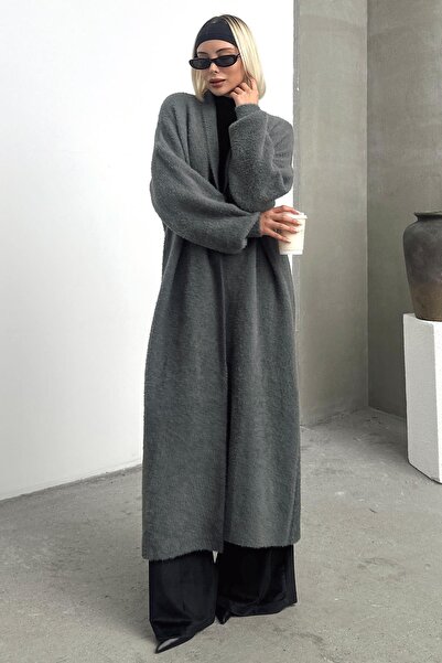 Olcay ANTHRAZIT 8245 Langer, lockerer Strick-Cardigan