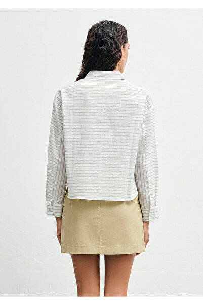 Mavi Çizgili Beyaz Gömlek Regular Fit / Normal Kesim 1211210-90764