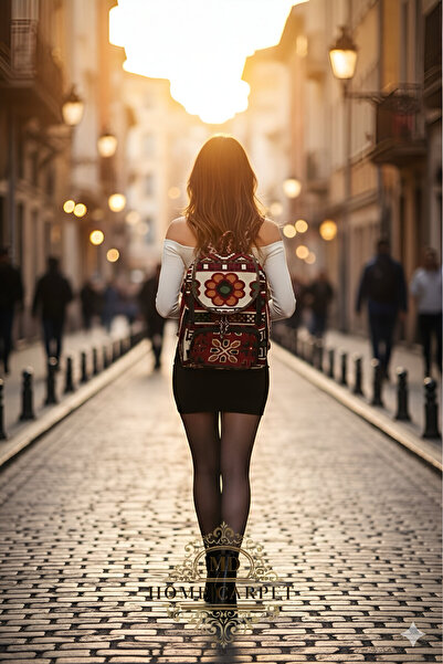 mdhomecarpet Handmade Rug Carpet Women's Backpack 30X40 cm |   Song Corner Patterned Fabric Bag Authentic Quality