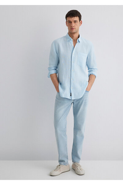 Mavi Keten Gömlek Regular Fit / Normal Kesim 0211472-70815