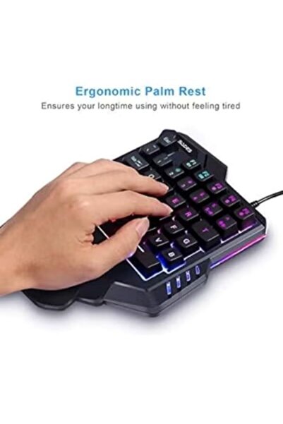 huitich SK58 One-Handed Wired Gaming Keyboard with RGB Backlight Black