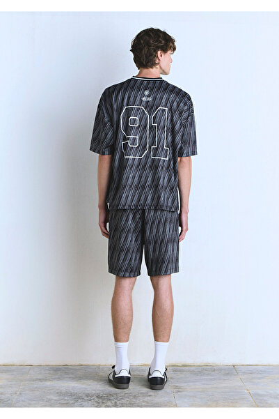 Mavi Los Angeles Baskılı Siyah Forma Tişört Oversize / Geniş Kesim 0612761-90556