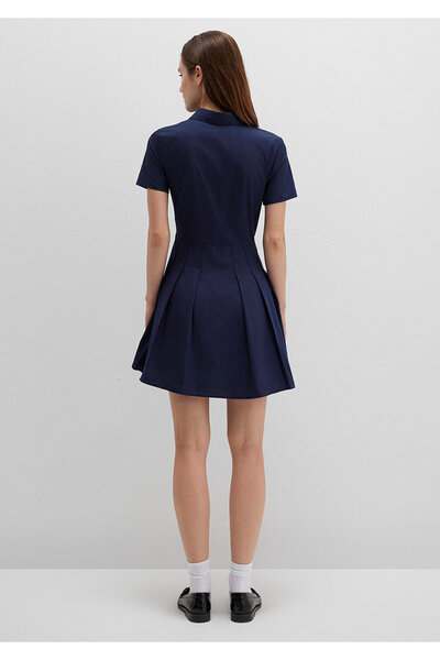 Mavi Lacivert Pileli Mini Elbise 1310762-82318