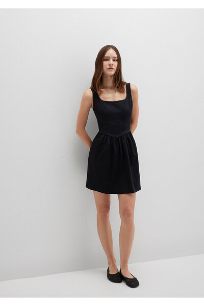 Mavi Askılı Siyah Mini Elbise 1310724-900