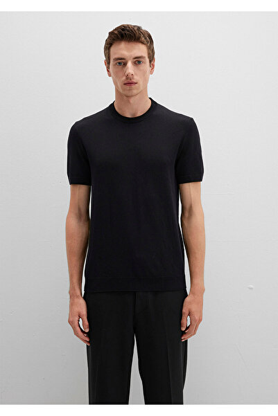 Mavi Kısa Kollu Siyah Triko Tişört Fitted / Vücuda Oturan Kesim 0710250-900