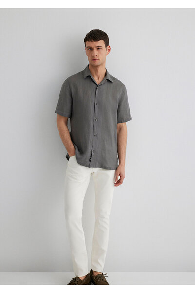 Mavi Antrasit Keten Gömlek Regular Fit / Normal Kesim 0211474-70096