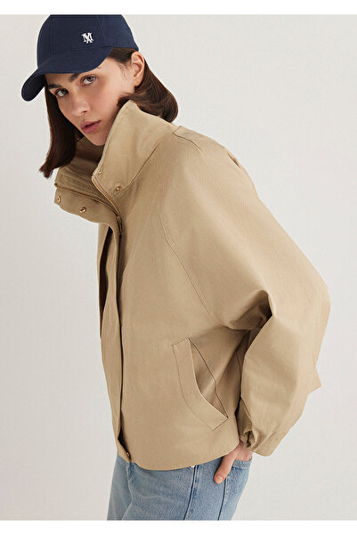 Mavi Stand Collar Beige Jacket Oversize / Wide Cut 1110647-35565